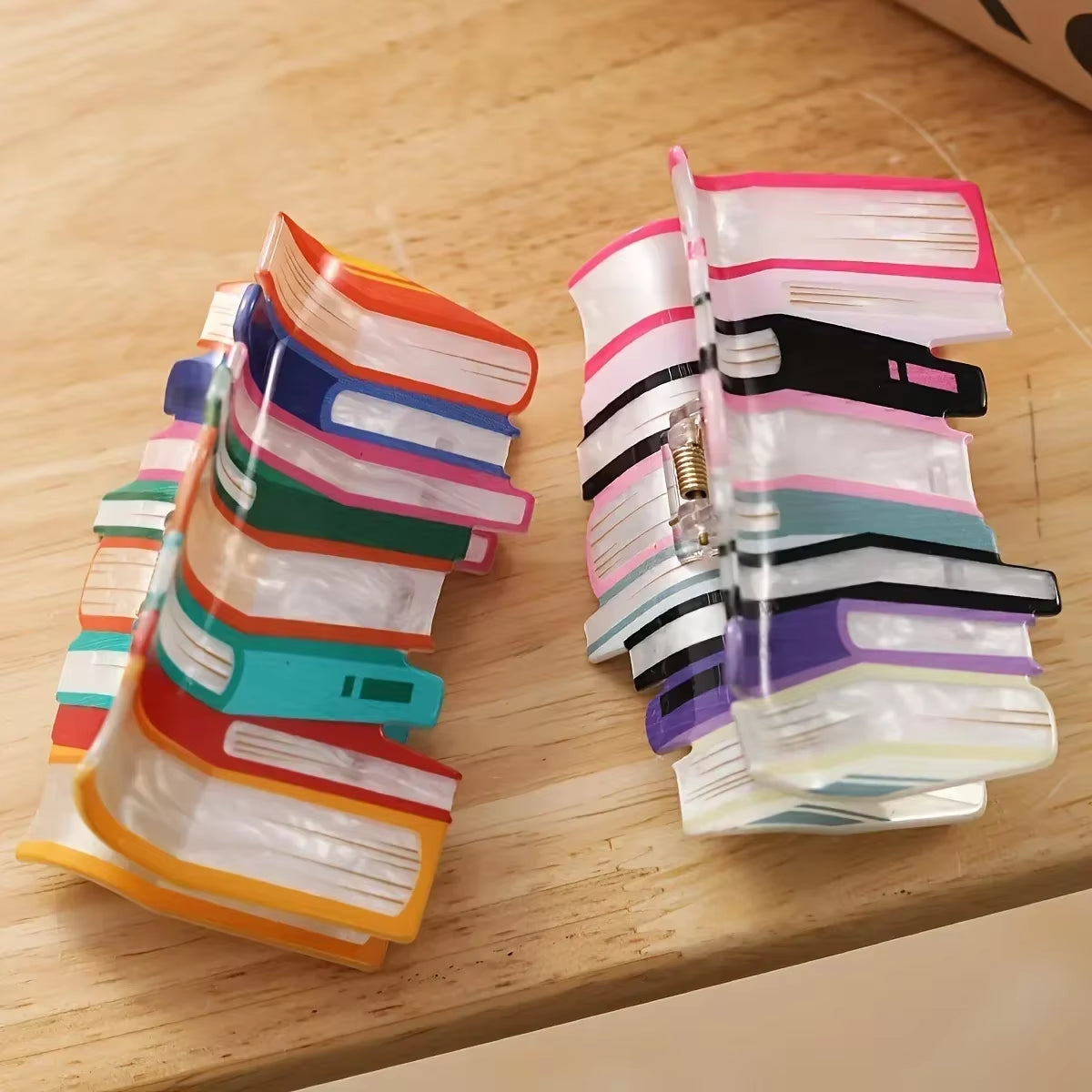 Creative Rainbow stacked Books Hair Claw/Clip Accessory for Women