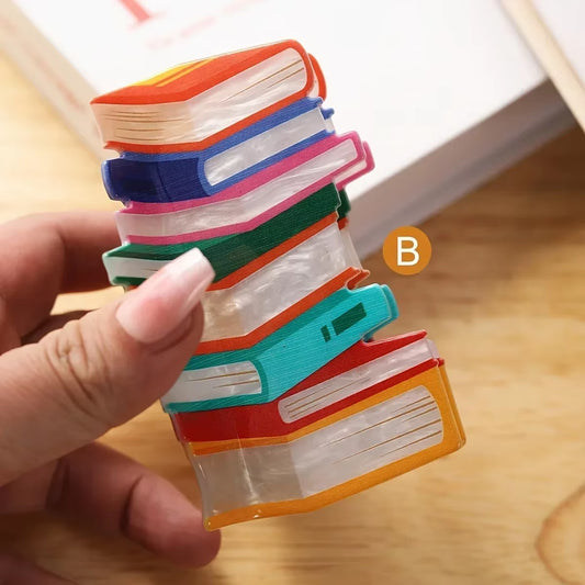 Creative Rainbow stacked Books Hair Claw/Clip Accessory for Women