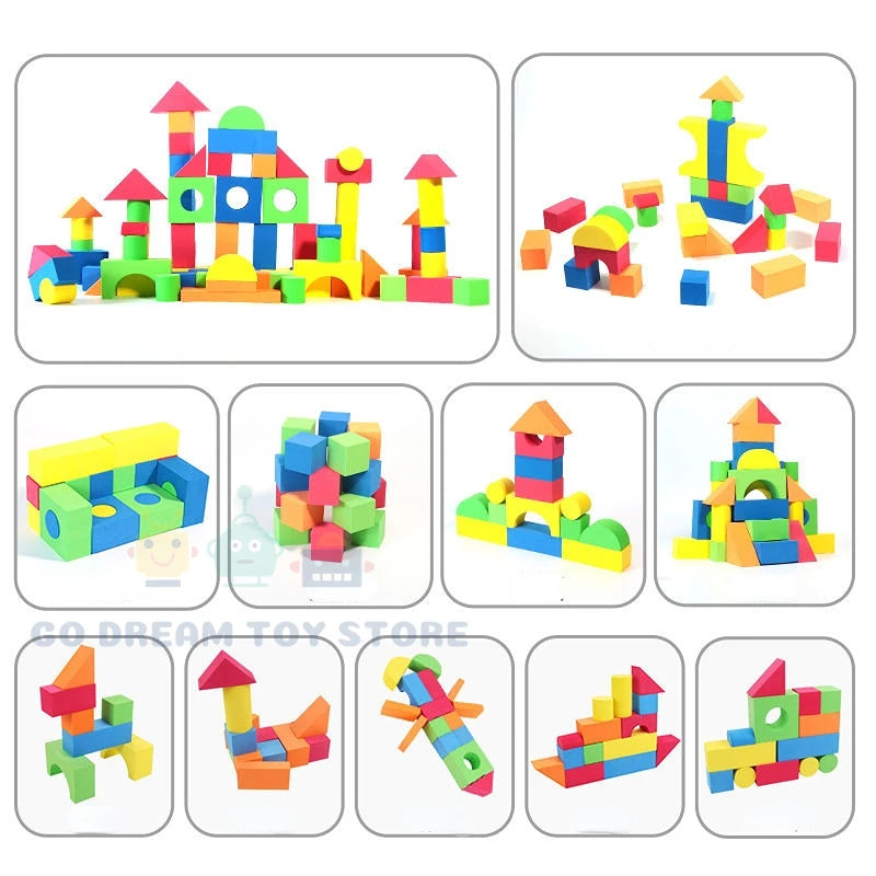 46PCS Soft Colorful Preschool STEM Stackable Building Blocks Toys for Children