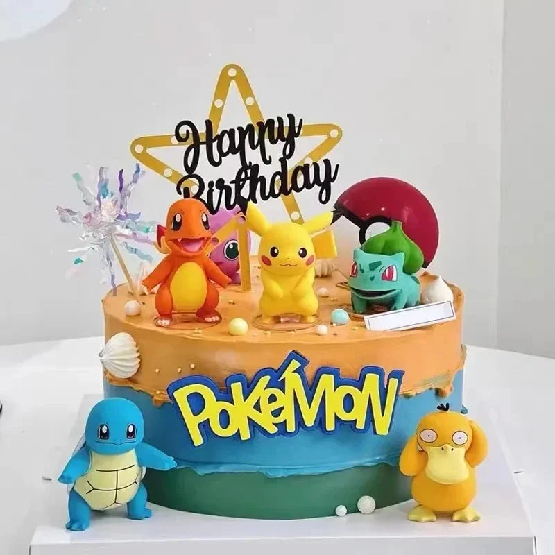 13Pcs/Set Pokemon Cake Topper Anime Figure Pikachu Party Happy Birthday Pokemon Cake Decoration Supplies Ornaments Boy Kids Gift