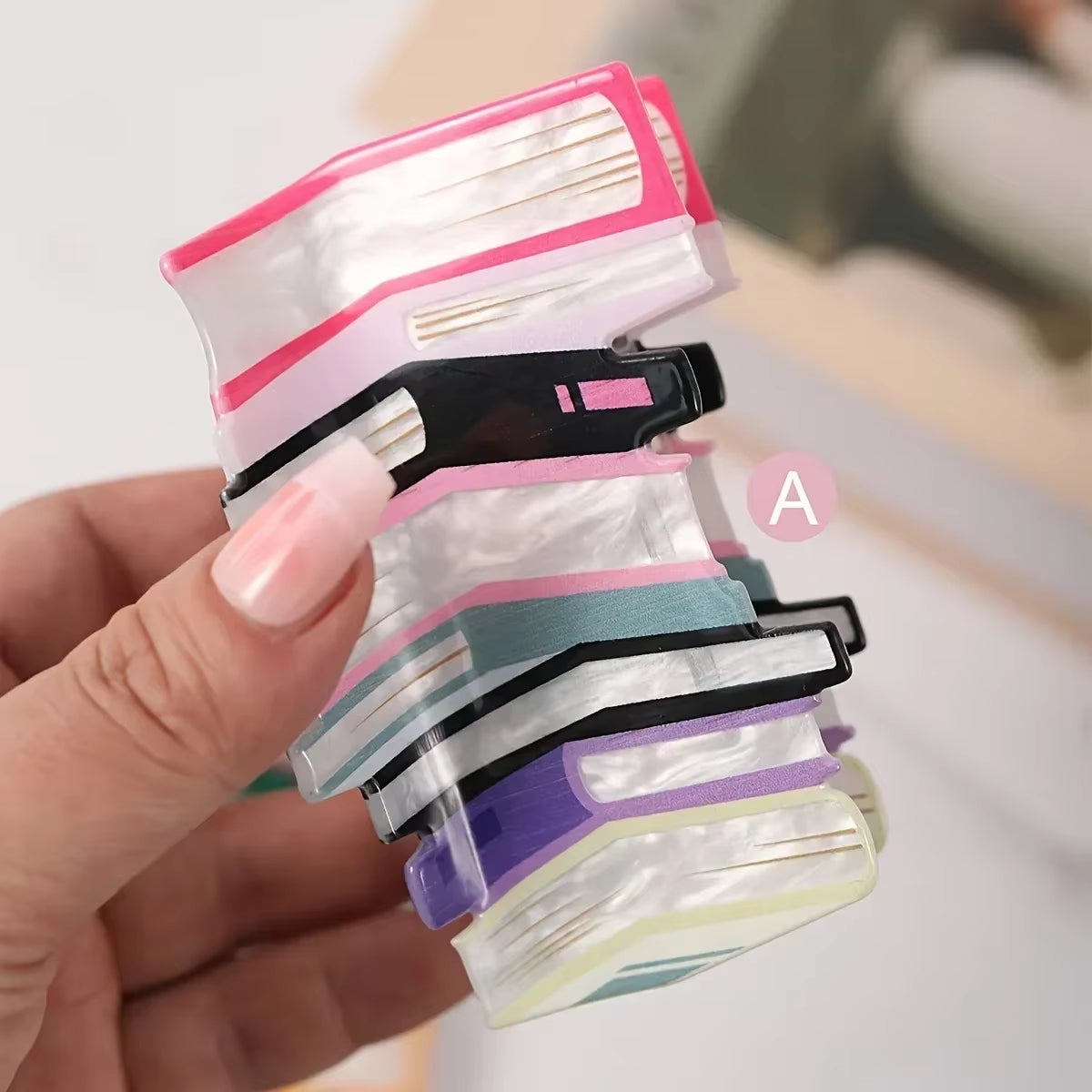 Creative Rainbow stacked Books Hair Claw/Clip Accessory for Women